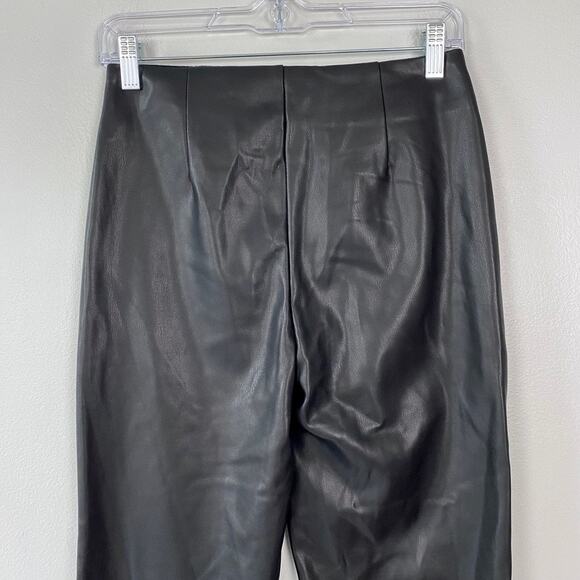 ASOS Design Faux Leather Trousers Black High Rise Subtle Flare Pants Size 6P - Picture 6 of 9
